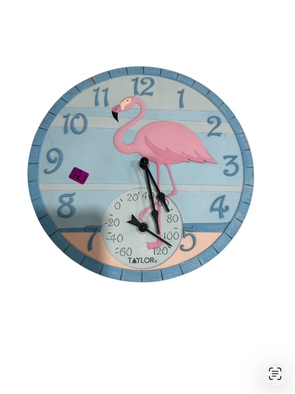 Taylor flamingo wall clock with thermometer beach decor